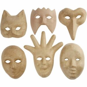 Maskers Papier-maché - 6 stuks