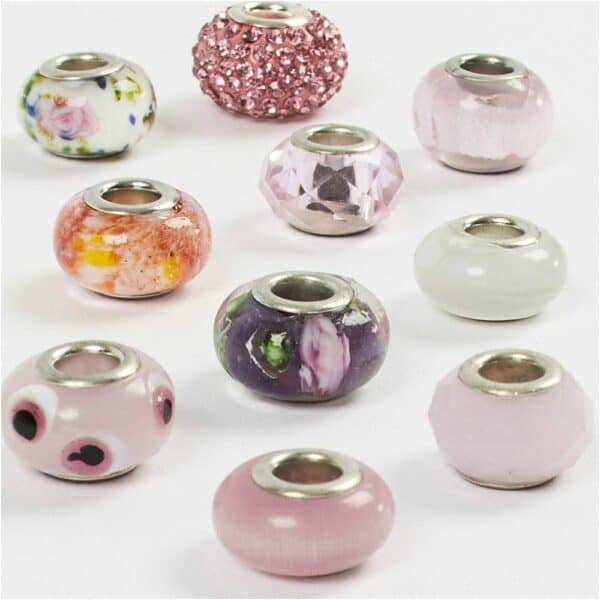 Glas Link Kralen - 10 stuks diverse Rozetinten