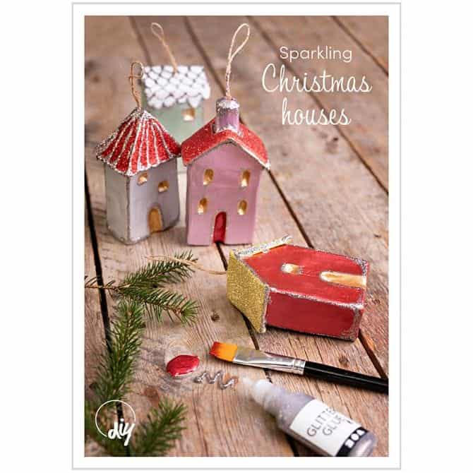 Huisjes, 4 stuks, papier mache - Afbeelding 4